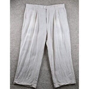 Biarelli Pants Men 40 Pants Beige 100% Linen Flat Front